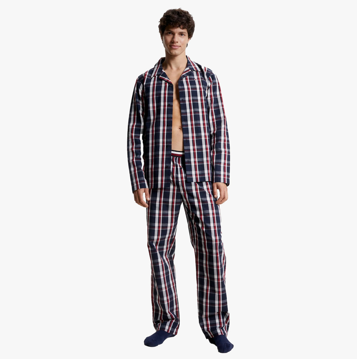 Tommy Hilfiger GLOBAL STRIPE Mens Long-Sleeve Pyjama Set Global Stp Check Desert Sky