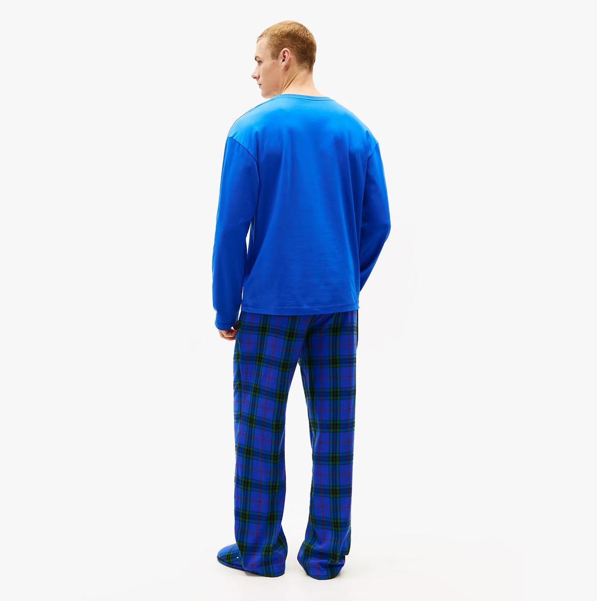 Tommy Hilfiger FLANNEL Pyjama Set With SLIPPERS Mens Blue Tartan