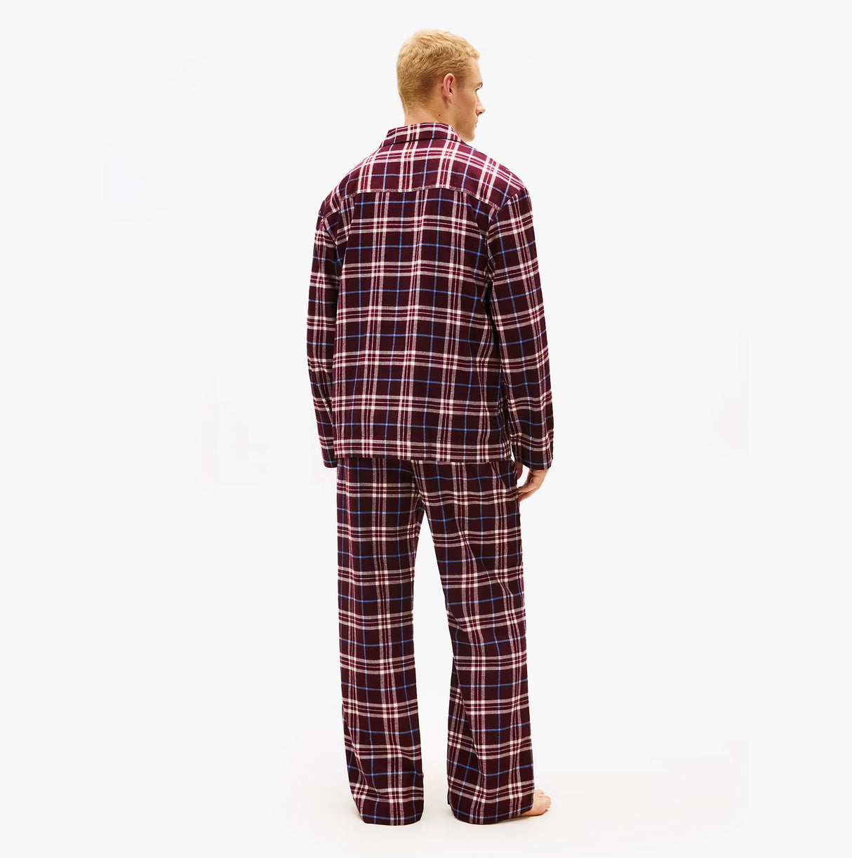 Tommy Hilfiger RELAXED FLANNEL PJ Mens Set Tartan Reiker Burgundy