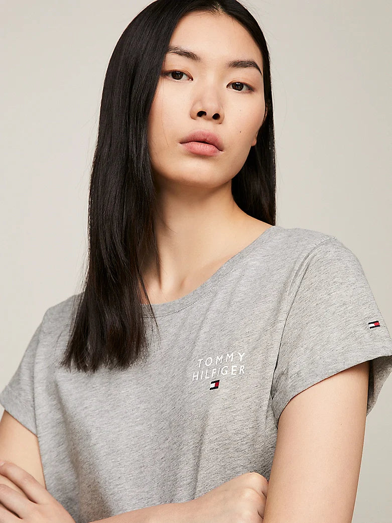 Tommy Hilfiger PURE COTTON Womens T-Shirt Light Grey Heather