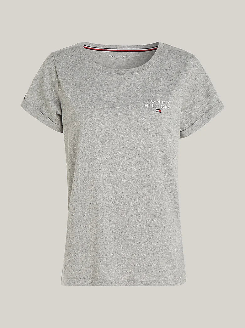 Tommy Hilfiger PURE COTTON Womens T-Shirt Light Grey Heather
