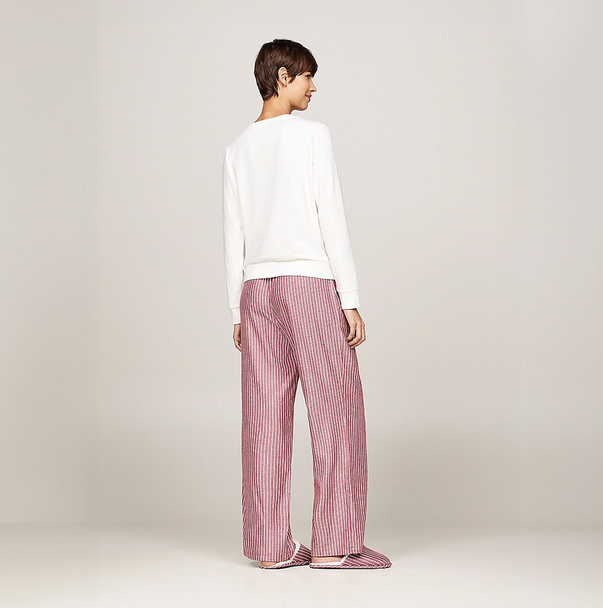 Tommy Hilfiger ORIGINAL Womens Flannel Pan Ivory/Pinstripe Rouge