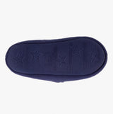 Totes Isotoner MOLESKIN CHECK LINED Boys Moccasin Slippers Navy