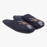 Totes Isotoner NOVELTY STAG Mens Mule Slippers Blue