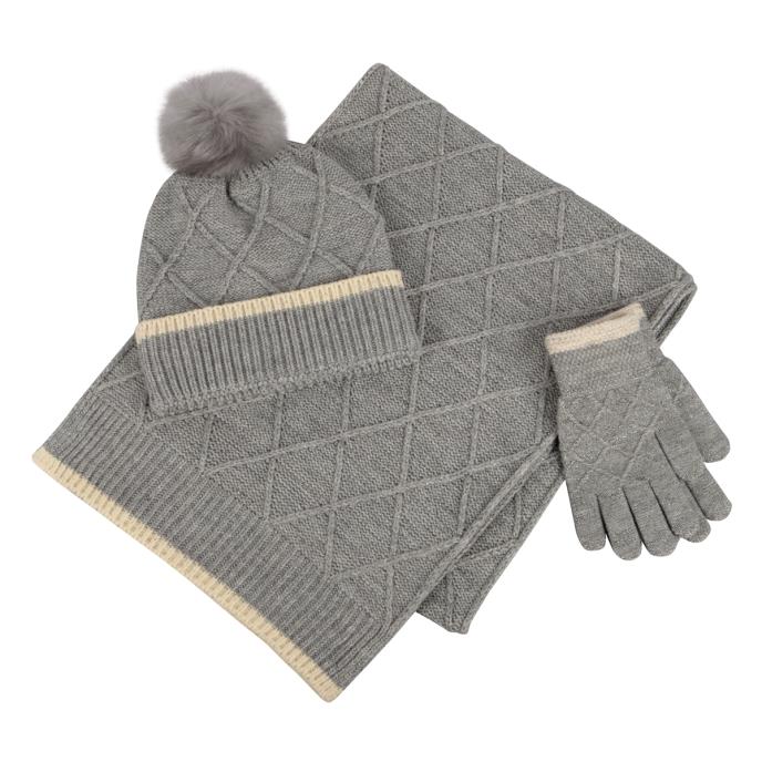 Totes Toasties Hat Scarf & Glove Set Womens Grey