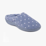 Totes Isotoner POPCORN TERRY Womens Mule Slippers Iris Blue Spot