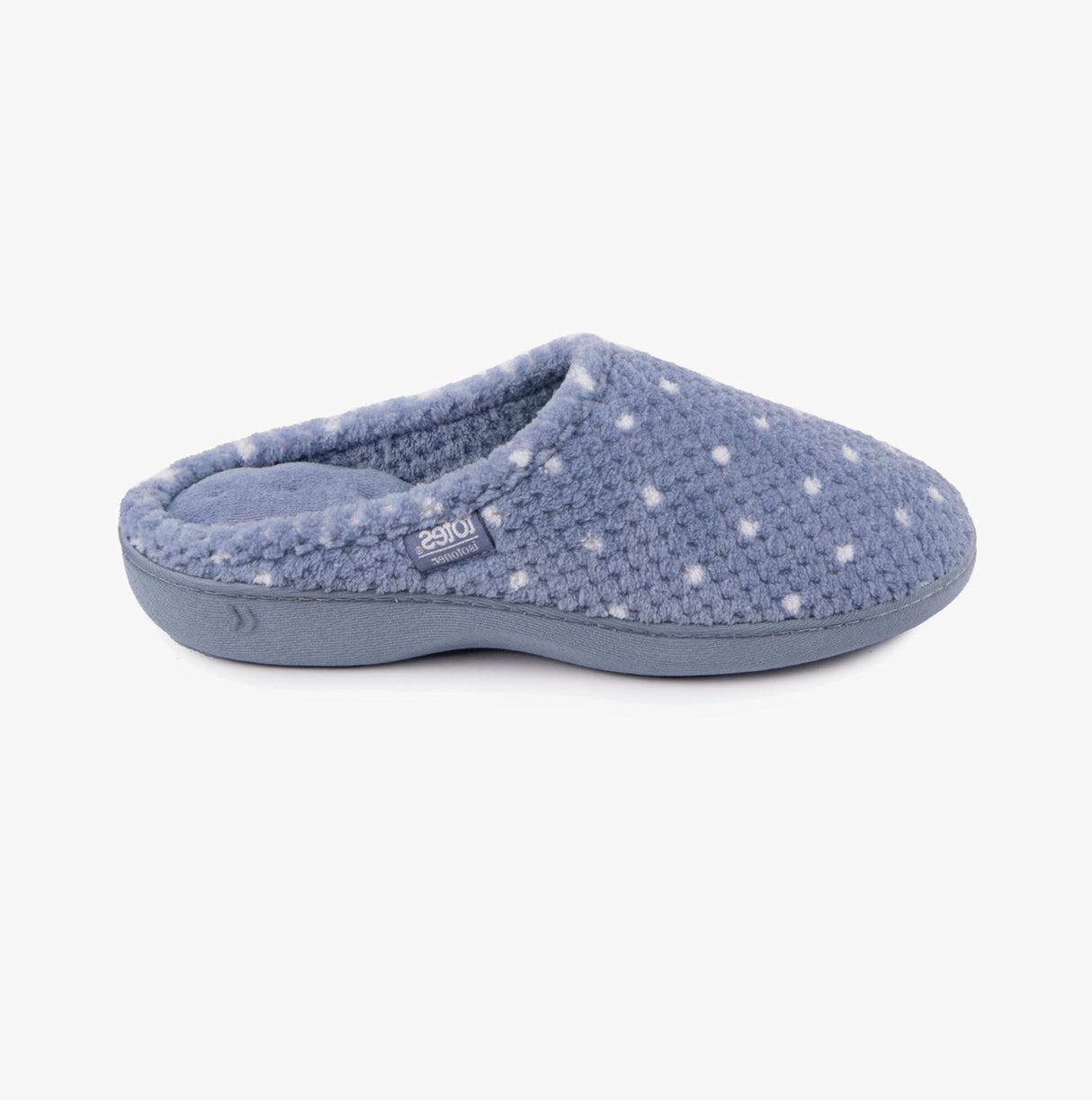 Totes Isotoner POPCORN TERRY Womens Mule Slippers Iris Blue Spot