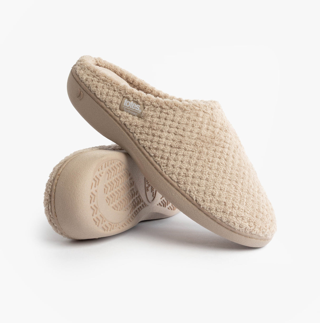 Totes Isotoner POPCORN TERRY Womens Mule Slippers Oat