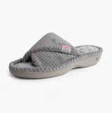 Totes Isotoner POPCORN TURNOVER OPEN TOE Womens Mule Slippers Pale Grey