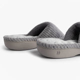 Totes Isotoner POPCORN TURNOVER OPEN TOE Womens Mule Slippers Pale Grey