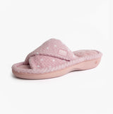 Totes Isotoner POPCORN TURNOVER OPEN TOE Womens Mule Slippers Pink Spot