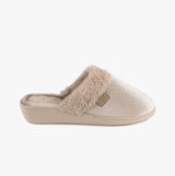 Totes Isotoner SPARKLE VELOUR HEELED MULE Womens Mule Slippers Mink