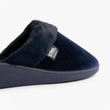 Totes Isotoner SPARKLE VELOUR HEELED MULE Womens Mule Slippers Navy