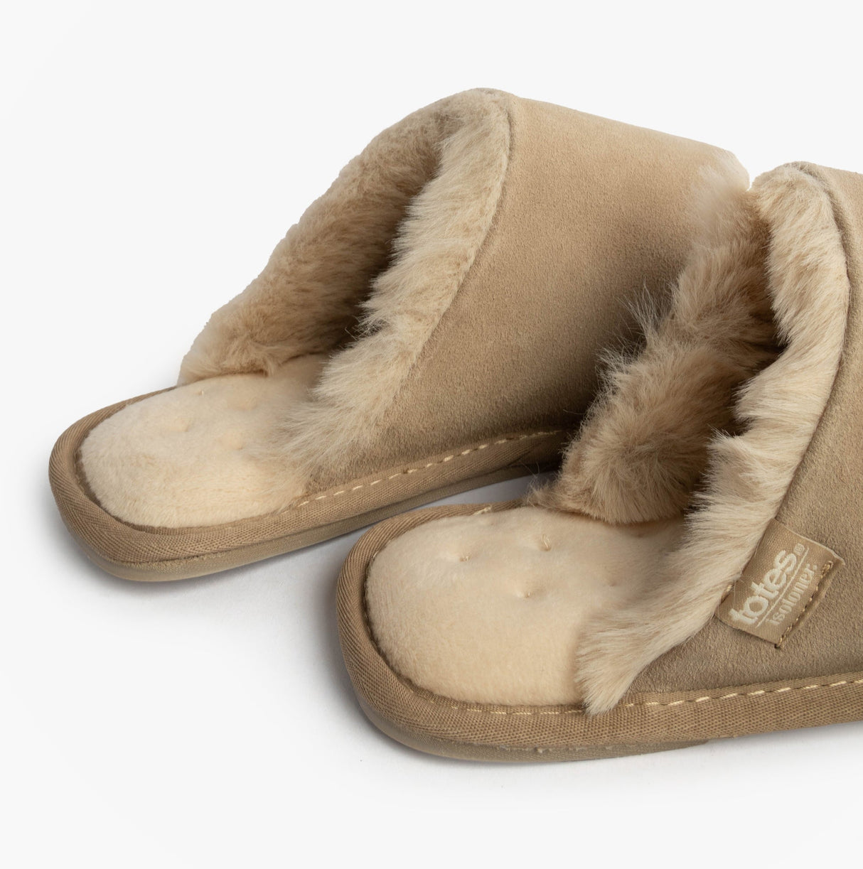 Totes Isotoner REAL SUEDE MULE Womens Slippers Sand