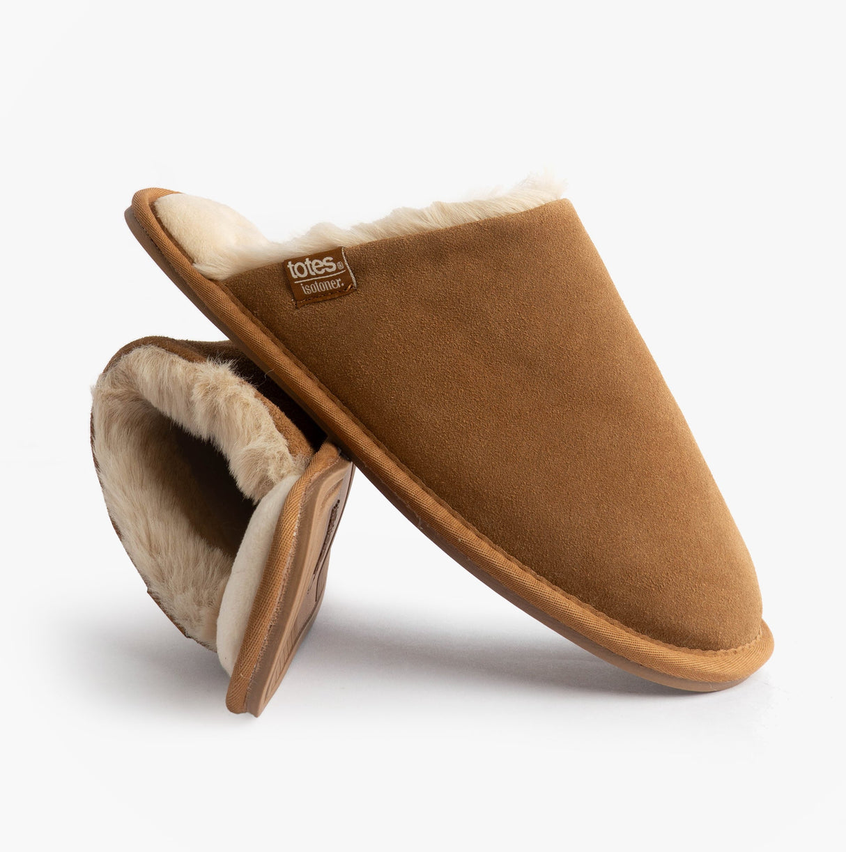 Totes Isotoner REAL SUEDE MULE Womens Slippers Tan