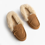 Totes Isotoner REAL SUEDE MOCCASIN Womens Slippers Tan