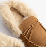 Totes Isotoner REAL SUEDE MOCCASIN Womens Slippers Tan