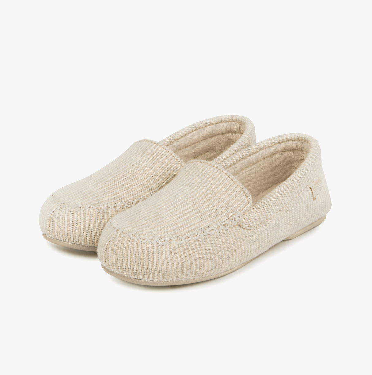 Totes Isotoner TEXTURED Womens Moccasin Slippers Beige