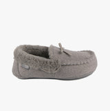 Totes Isotoner HERRINGBONE MOCCASIN WITH FUR CUFF Womens Slippers Grey