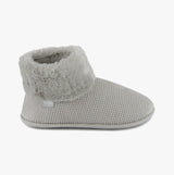 Totes Isotoner KNIT BOOT WITH FUR CUFF Womens Bootie Slippers Grey