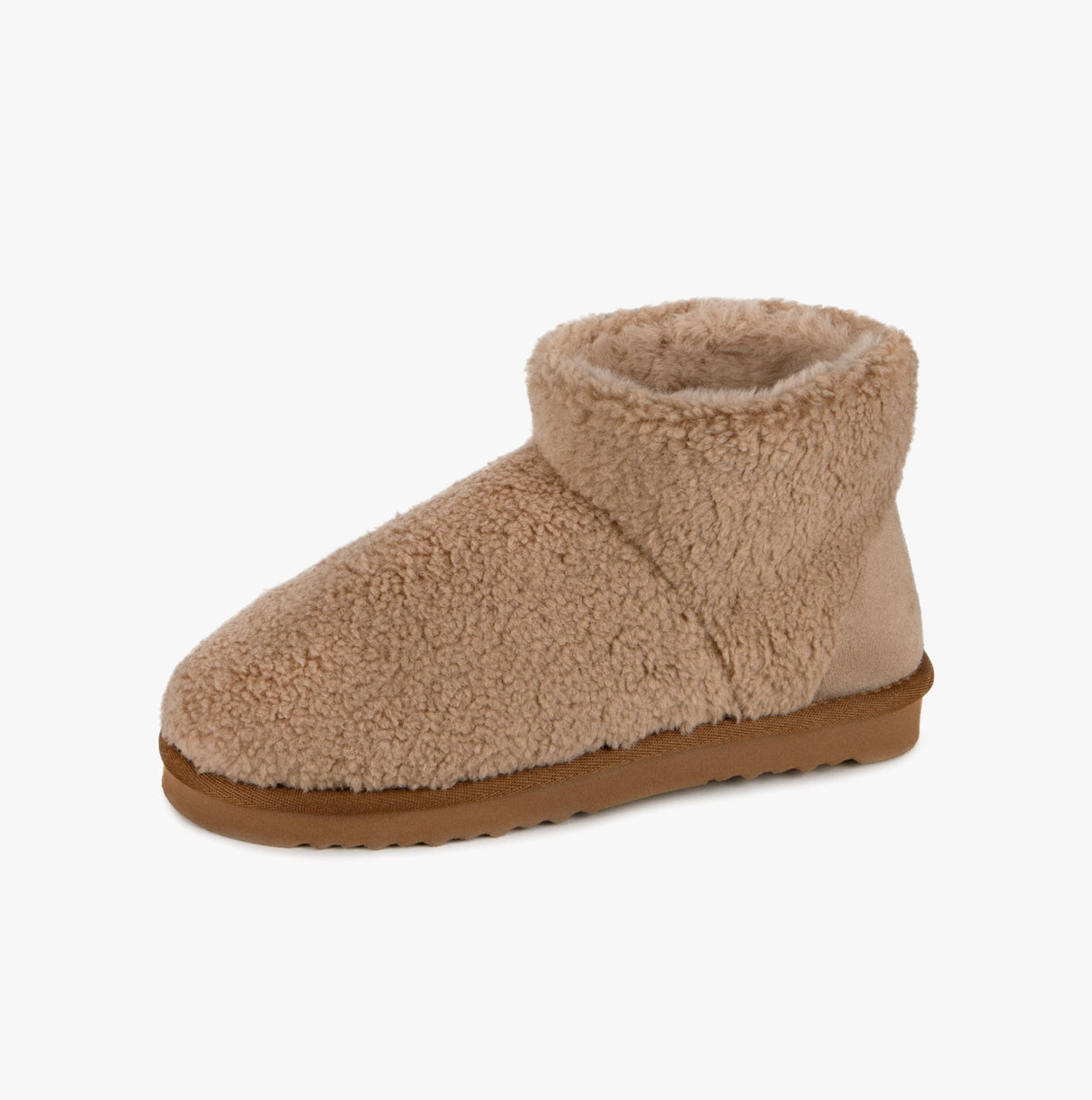 Totes Isotoner CURLY FUR BOOT Womens Bootie Slippers Natural