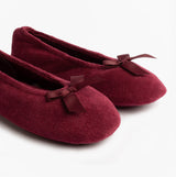 Totes Isotoner STRETCH TERRY BOW Womens Ballerina Slippers Burgundy