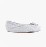 Totes Isotoner STRETCH TERRY BOW Womens Ballerina Slippers Grey