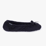 Totes Isotoner POPCORN BALLET Womens Ballerina Slippers Black