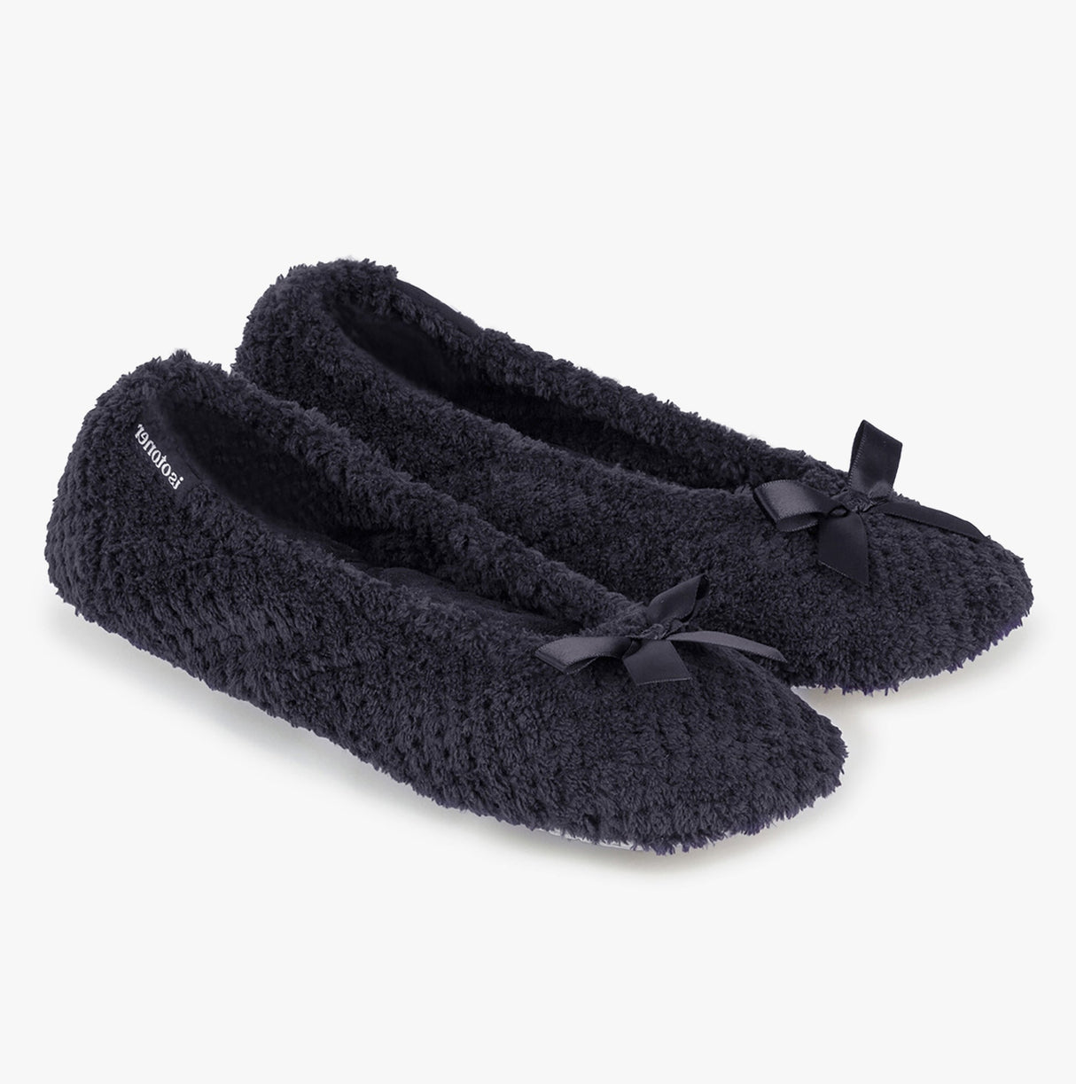 Totes Isotoner POPCORN BALLET Womens Ballerina Slippers Black