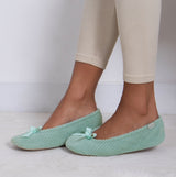 Totes Isotoner POPCORN BALLET Womens Ballerina Slippers Mint