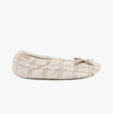 Totes Isotoner POPCORN BALLET Womens Ballerina Slippers Natural Check