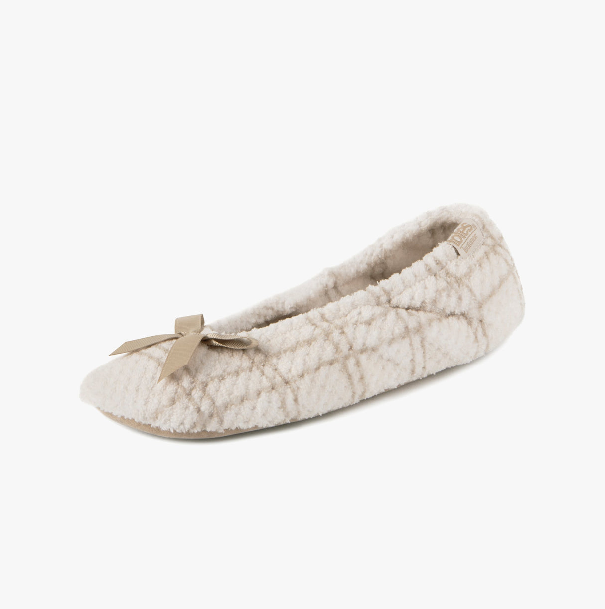Totes Isotoner POPCORN BALLET Womens Ballerina Slippers Natural Check