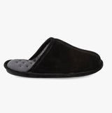 Totes Isotoner REAL SUEDE MULE Mens Memory Foam Slippers Black
