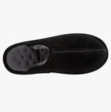 Totes Isotoner REAL SUEDE MULE Mens Memory Foam Slippers Black