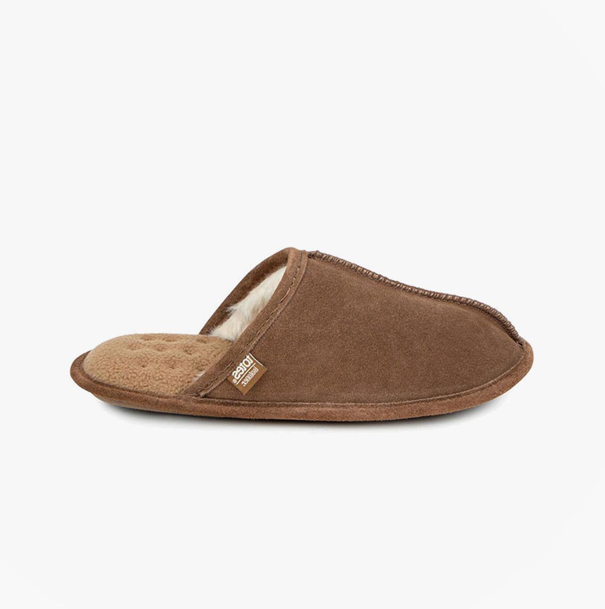 Totes Isotoner REAL SUEDE MULE Mens Memory Foam Slippers Tan