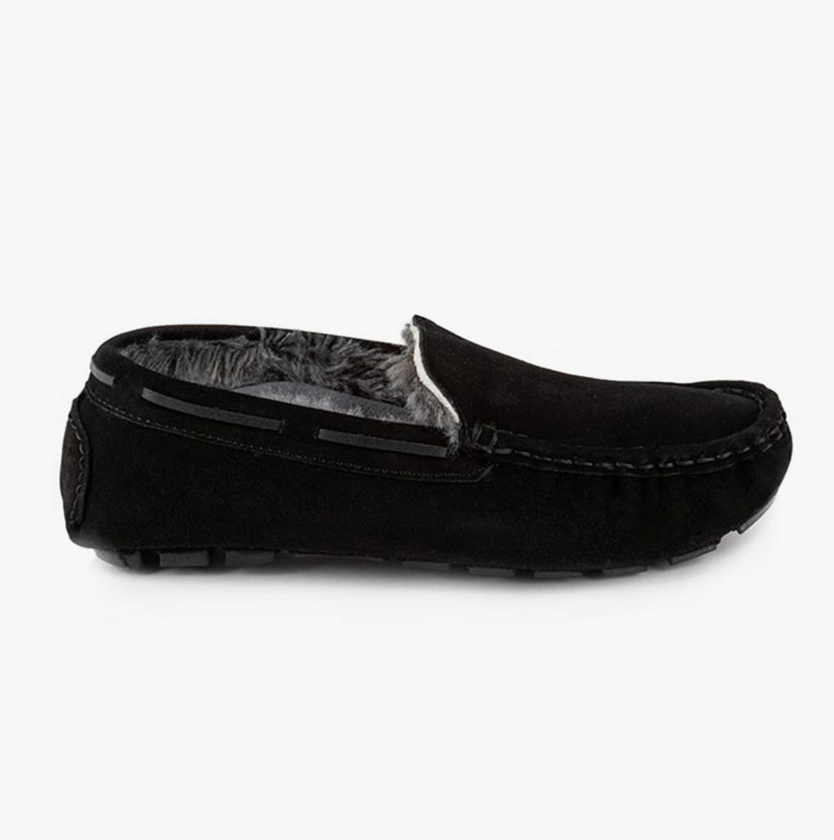 Totes Isotoner REAL SUEDE MOCC Mens Moccasin Slippers Black