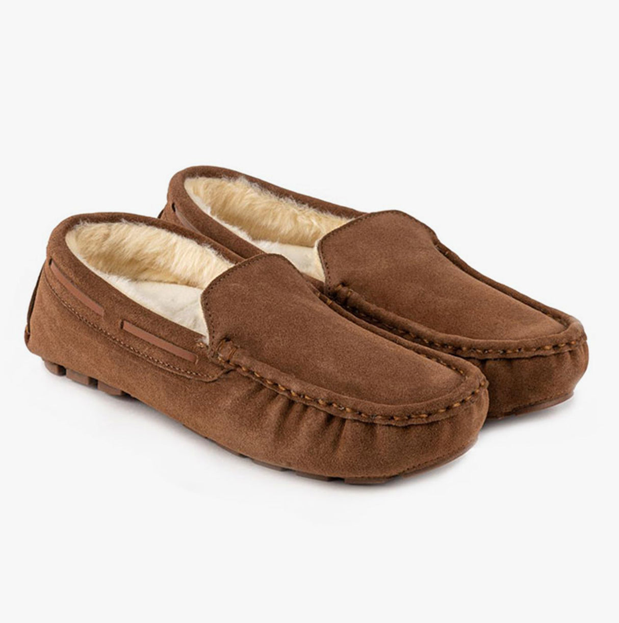 Totes Isotoner REAL SUEDE MOCC Mens Moccasin Slippers Tan