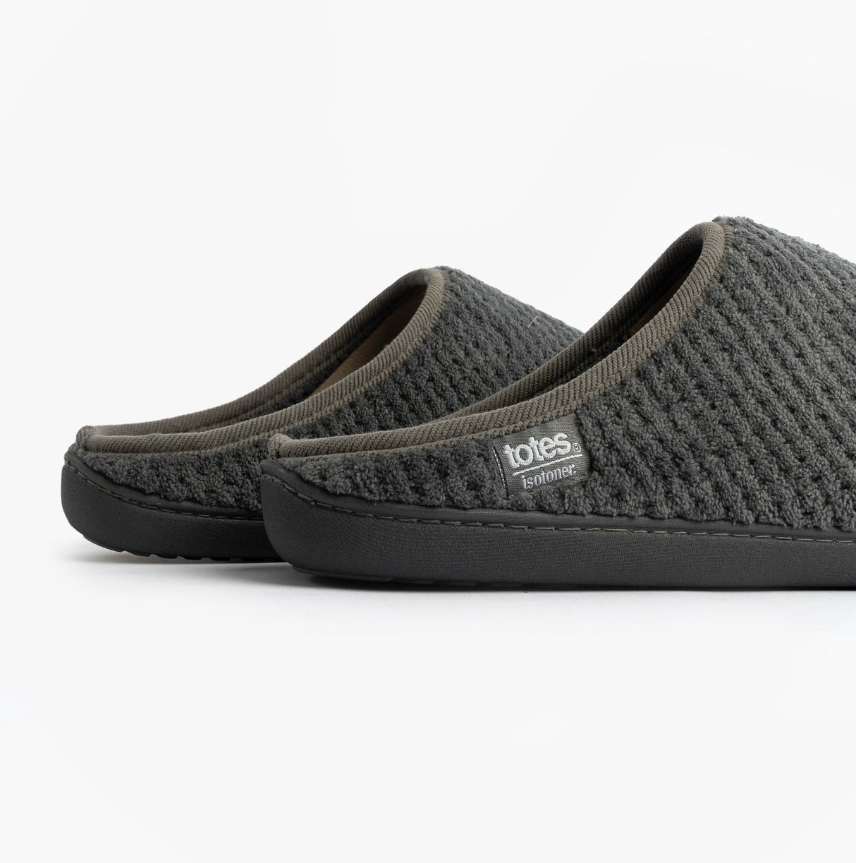 Totes Isotoner SWEPT BACK POPCORN MULE Mens Mule Slippers Grey