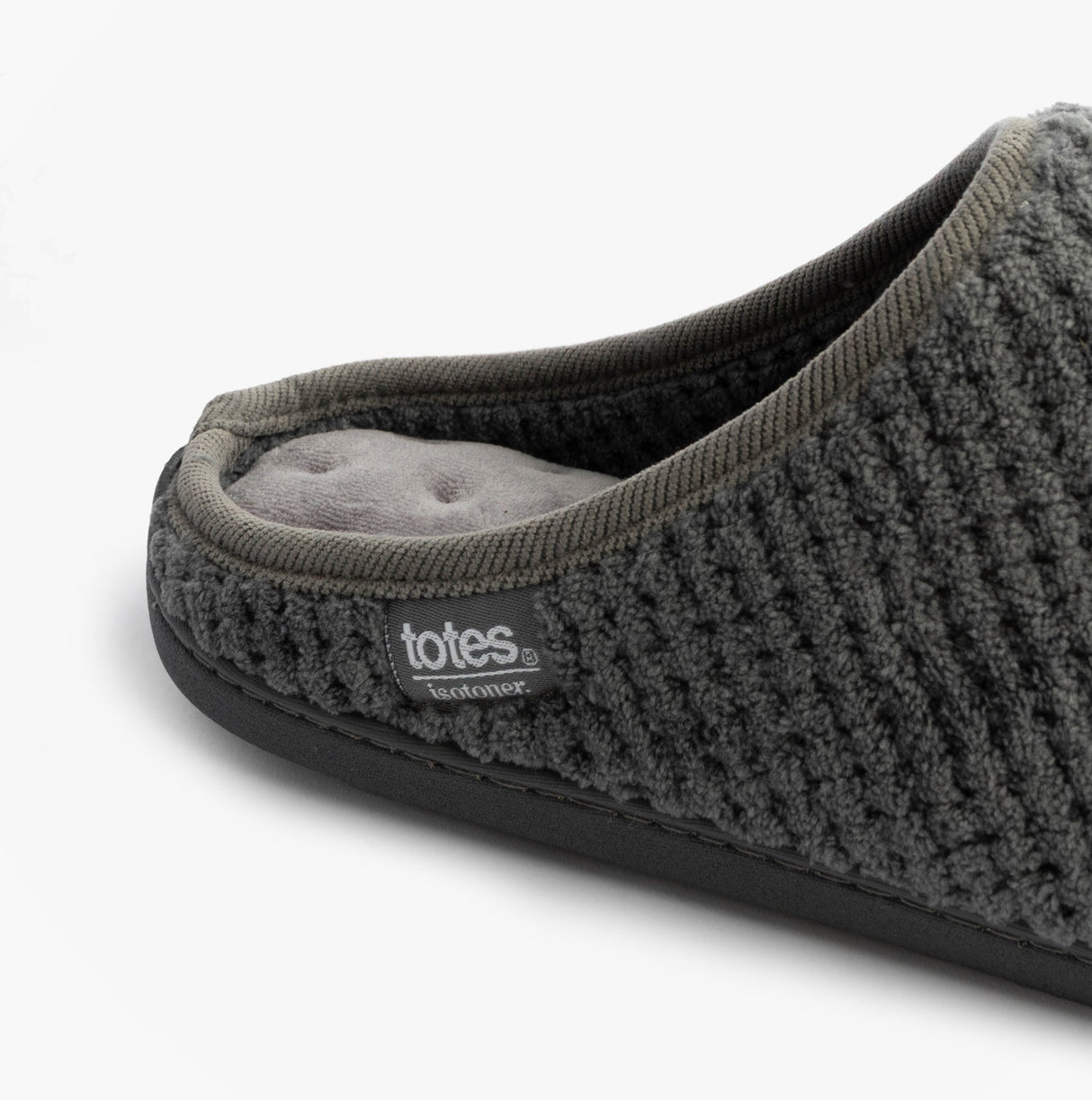 Totes Isotoner SWEPT BACK POPCORN MULE Mens Mule Slippers Grey