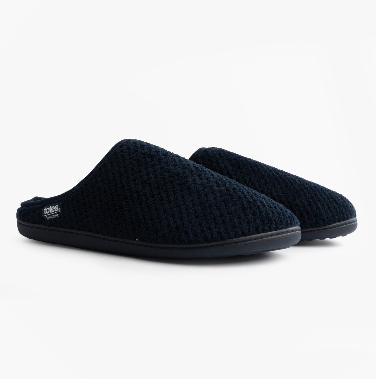 Totes Isotoner SWEPT BACK POPCORN MULE Mens Mule Slippers Navy