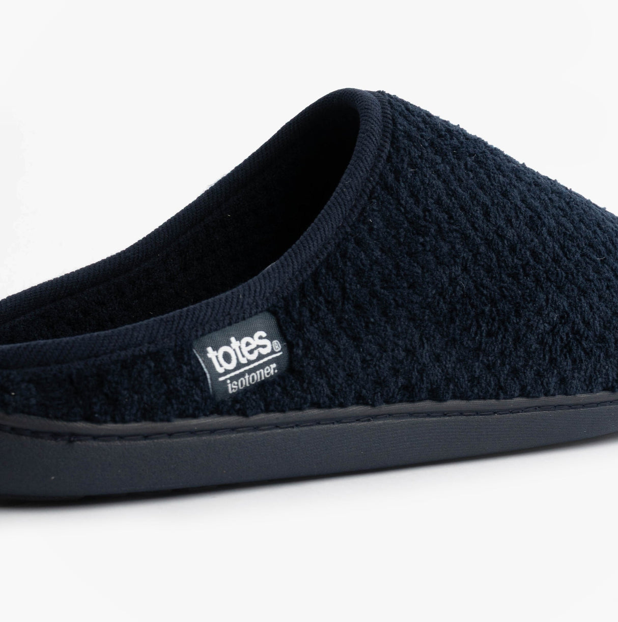 Totes Isotoner SWEPT BACK POPCORN MULE Mens Mule Slippers Navy