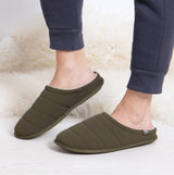 Totes Isotoner SPORT QUILTED MULE WITH COSY LINING Mens Mule Slippers Khaki