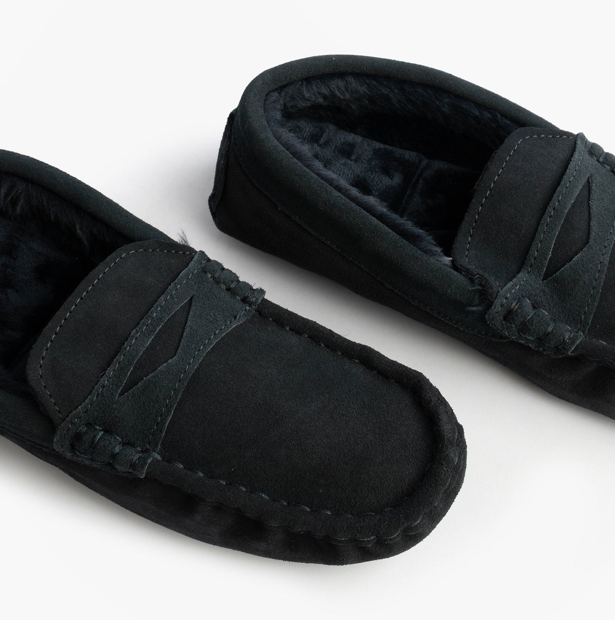 Totes Isotoner SUEDE CLASSIC Moccasin Slippers Mens Navy