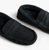 Totes Isotoner SUEDE CLASSIC Moccasin Slippers Mens Navy