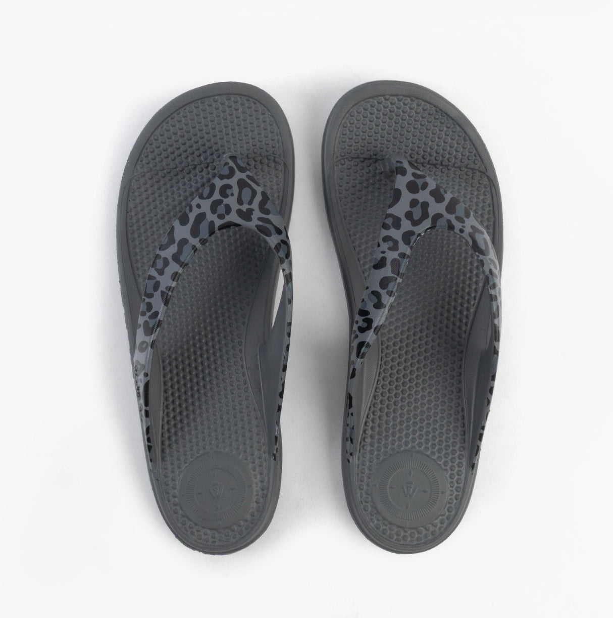 Totes Sol Bounce 0350FGLE Womens Toe Post Sandals Grey Leopard