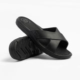 Totes Sol Bounce 0359FBLK Womens Cross Slides Black
