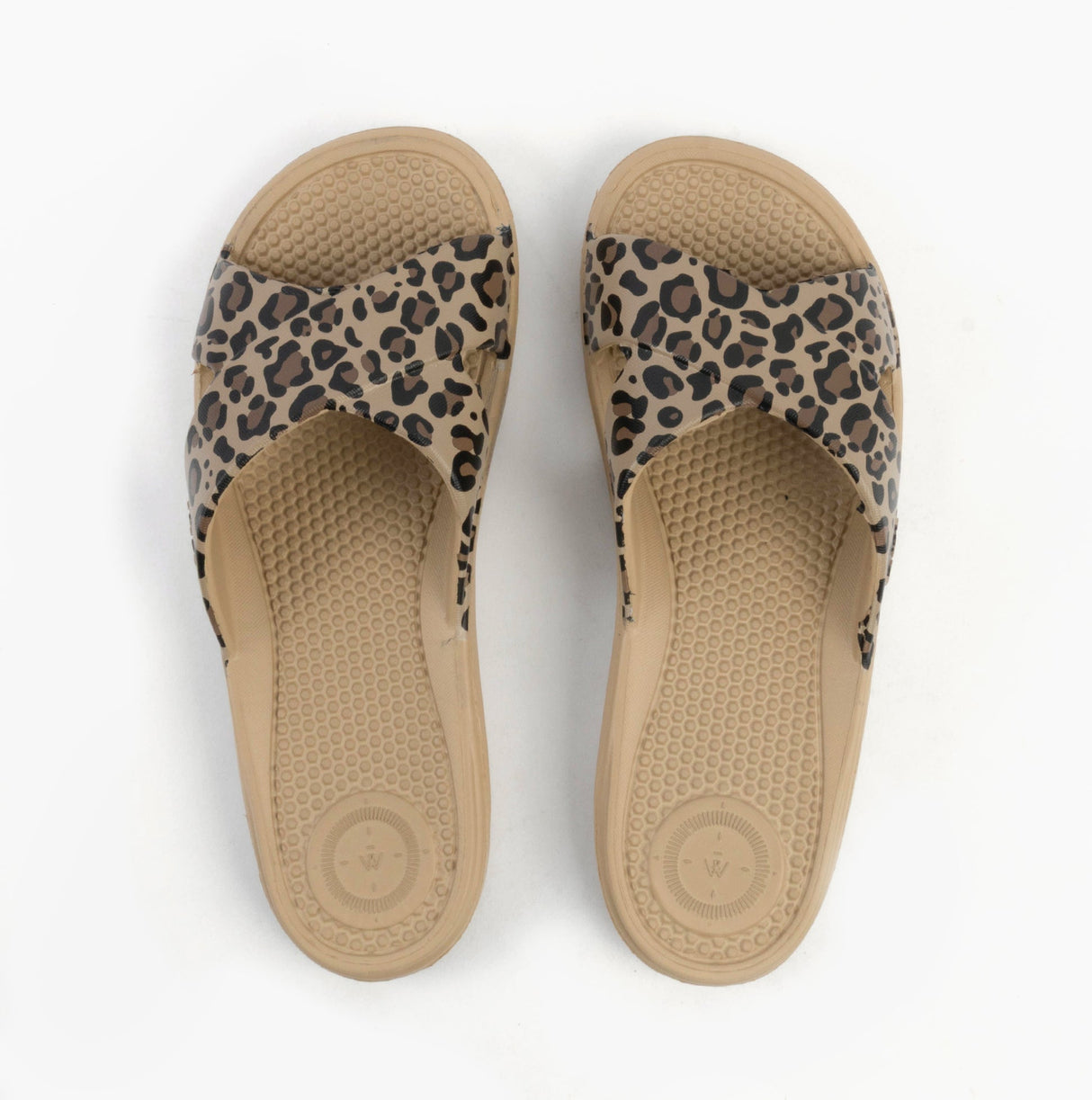 Totes Sol Bounce 0359FLEO Womens Cross Slides Natural Leopard