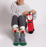 Totes Toasties SUPER SOFT SLIPPER SOCKS (TWIN PACK) Unisex Kids Socks Reindeer / Santa