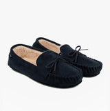 Totes Toasties SUEDETTE Moccasin Sippers Mens Navy
