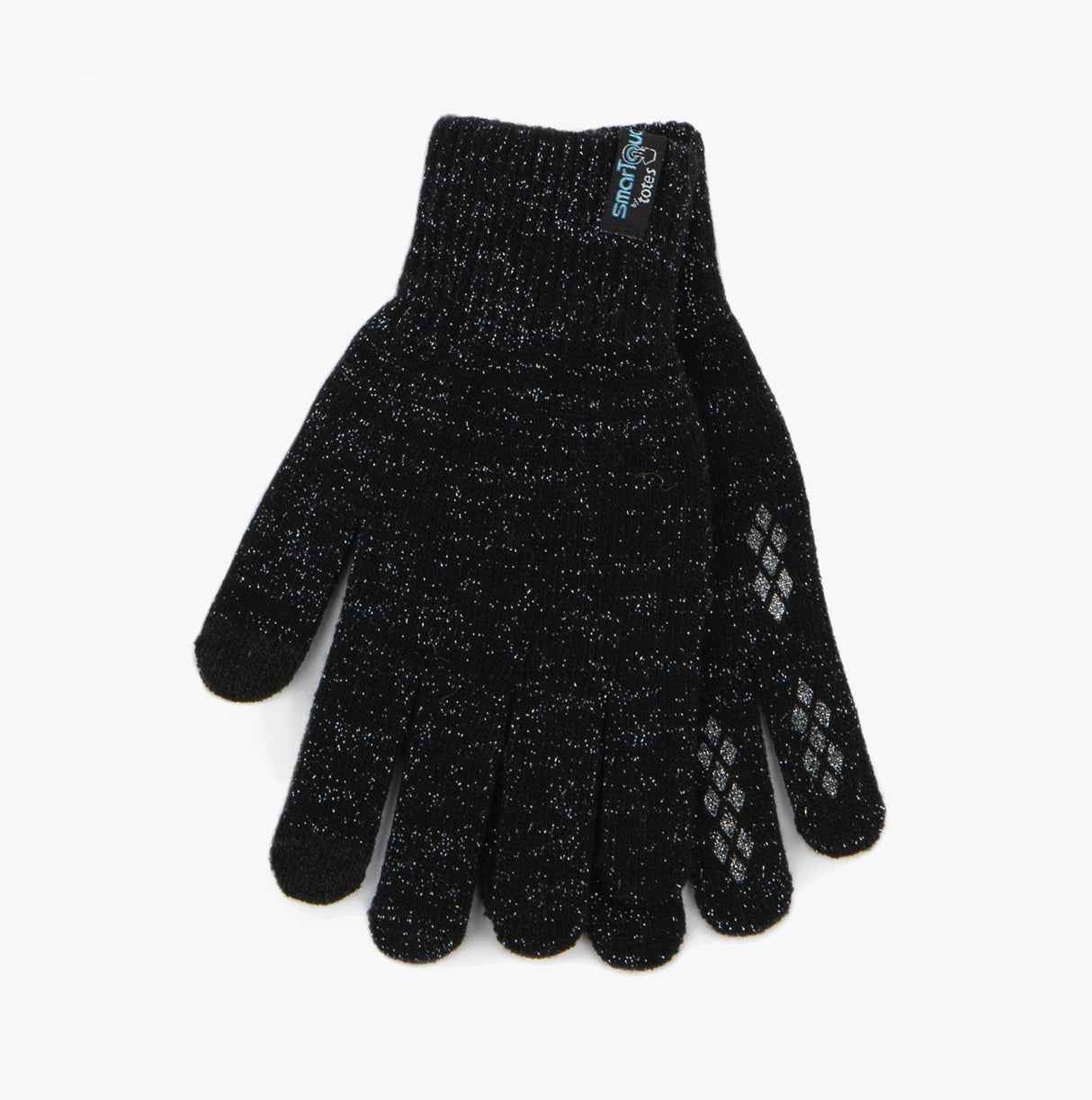 Totes Toasties STRETCH KNITTED SMARTOUCH GLOVES Womens Black Sparkle